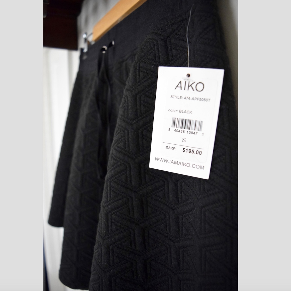 {Aiko} Black Quilted Textured Skirt